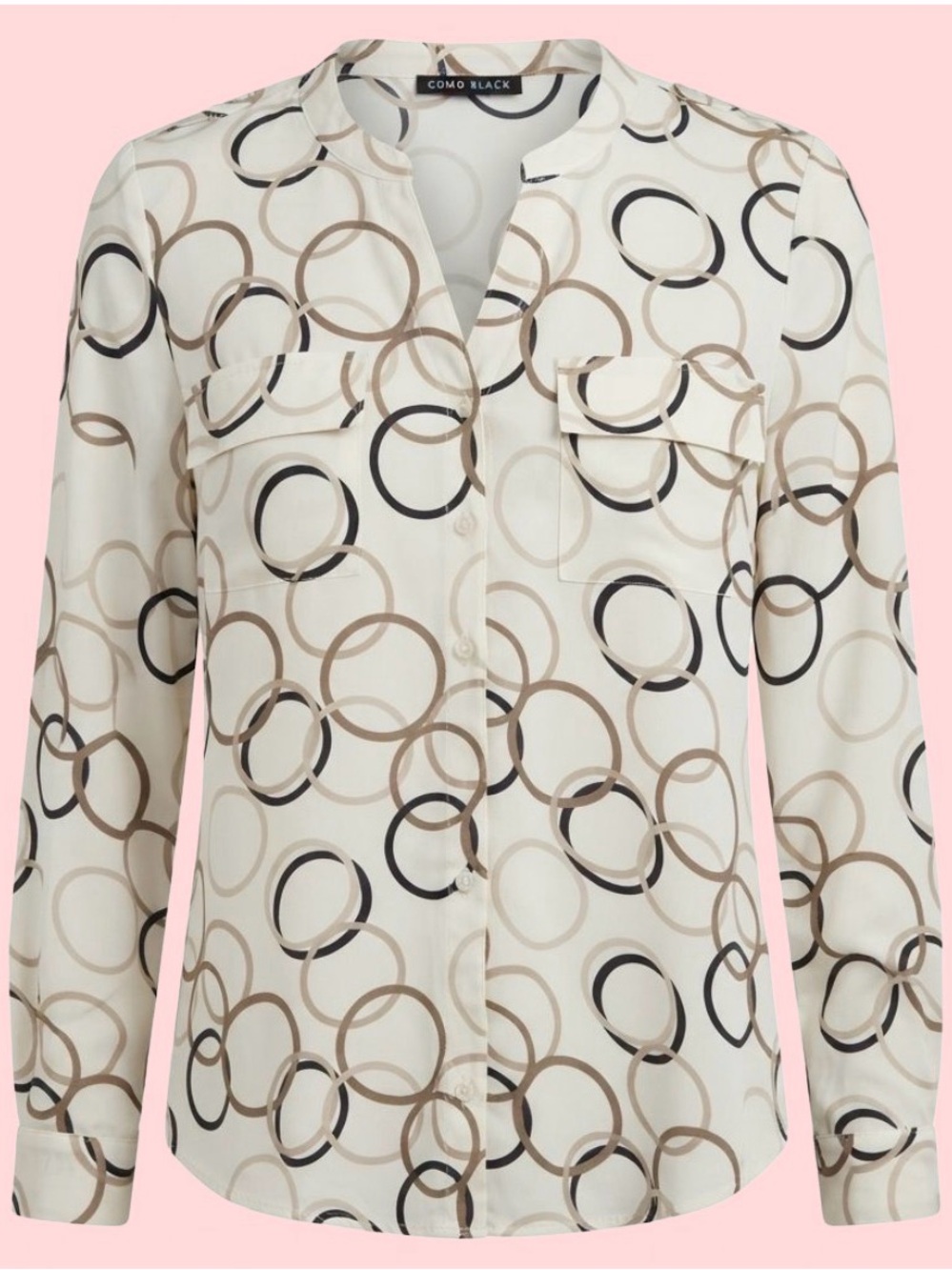 Como Black Women's Circle Pattern Blouse - Size M